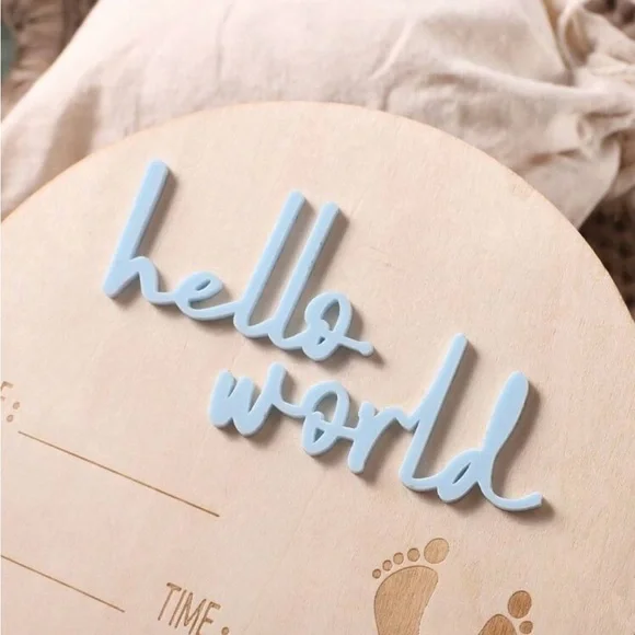 Baby Birth Announcement Wood Discs Baby Girl Boy Acrylic Letter Graphic Monthly - Picture 6 of 9